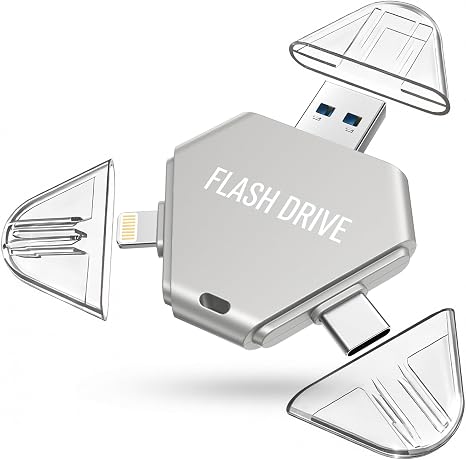 MFi Certified 512GB Flash Drive for iPhone, 3 in 1 Photo Stick with Lightning/Type-C/USB-A, Photo Stick for iPad Android Mac PC, for Photos Videos and File Backup,Available Space: ~484GB,Silver