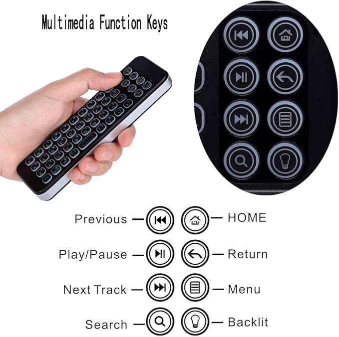 iPazzPort Mini Bluetooth Wireless Keyboard Remote with Backlit for Smart TVs Stick 4k, Android TV Box, TV Stick Streaming Player, KP-810-30B