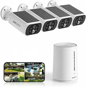 ARCCTV Solar Security Cameras Wireless Outdoor, 4 Cam-Kit, 4MP 2.5K HD