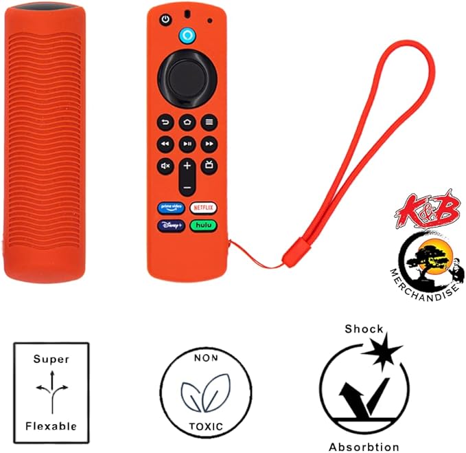 Firestick Remote Cover Case Compatible with 3rd Gen Fire TV Stick 2021 4K Alexa Voice Remote Control Non Slip Silicone Protective Shock Resistant Sleeve with Lanyard 1 Pack Red