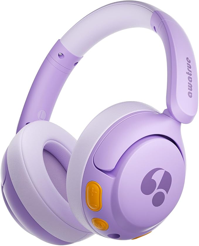 Kids Bluetooth Headphones, 85dB Volume Limiter, Foldable Wireless Over-Ear Headphones for iPad, Travel, 75H Playtime, Bluetooth 5.4, Built-in Mic, Purple