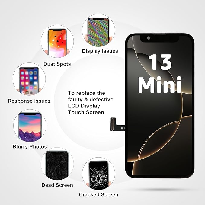 LL TRADER Screen Replacement for iPhone 13 Mini 5.4" LCD Retina Display Touch Screen Digitiser with Repair Tool Kits