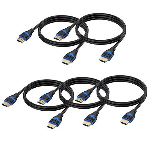 4K Short HDMI Cable 2FT 5-Pack, High Speed HDMI 2.0 Cable 2 Foot Ultra HD HDMI to HDMI Cord 4K@60Hz, 2K@144Hz, 1080P@240Hz, HDR, 3D, ARC for TV Box, Switch, Laptop, HDTV, Monitor, PS5