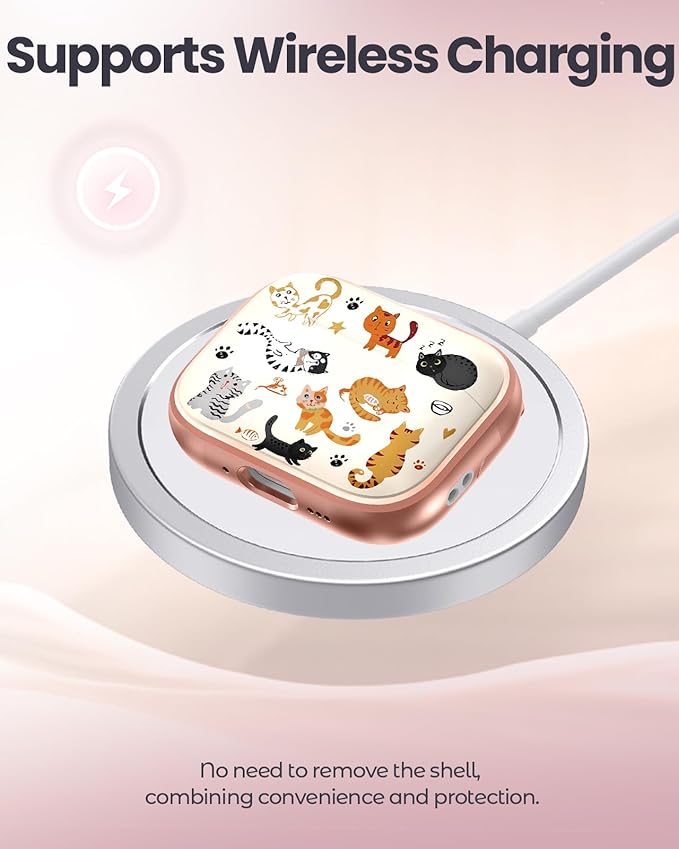 Coralogo for AirPods Pro 3 Case with Safety Lock - Cute Cartoon for Women Girls Fashion Stylish Cats Pattern Design Kawaii Girly Girlish Hard Protective Cover for AirPods Pro 3rd Generation