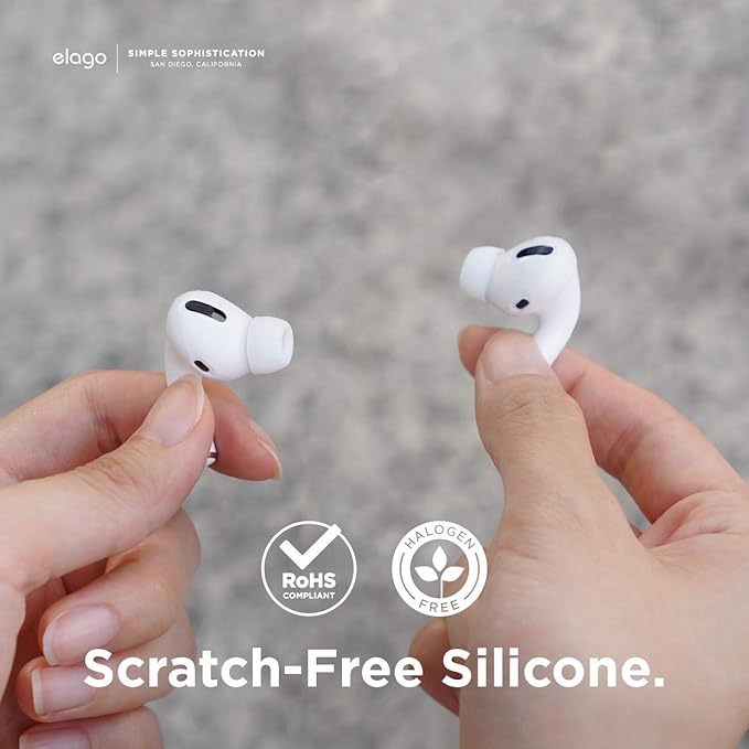 elago [6 Pairs AirPods Pro Ear Tips with Integrated Earbuds Cover Designed for Apple AirPods Pro, Fit in The Case, Anti-Slip, [3 Sizes: Large + Medium + Small] [US Patent Registered] (White)