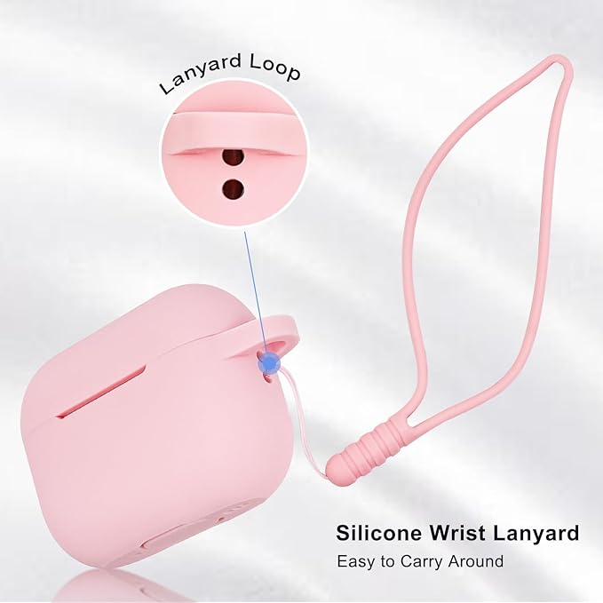 Compatible with Airpods Pro 2nd Generation Case Cover 2022, Soft Silicone Protective Cover with Bracelet Keychain for Apple Airpods Pro 2 Case for Women (Pink)