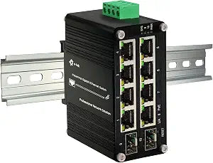 Industrial 8 Ports Managed PoE Fiber Switch Gigabit Web Management Switch with 100/1000M Adaptive 2 SFP Slots Din Rail Small Network Switch 802.3at 30W/240W Support QOS, VLAN, IGMP 48-57VDC
