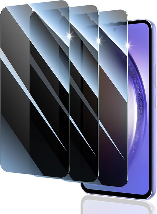 Privacy Screen Protector for Samsung Galaxy A54, Anti-Spy Tempered Glass, Double Shatterproof 9H Hardness, Dark Privacy Protection, Anti-Scratch Impact Resistant Screen Cover for Daily Use - 3 Pack