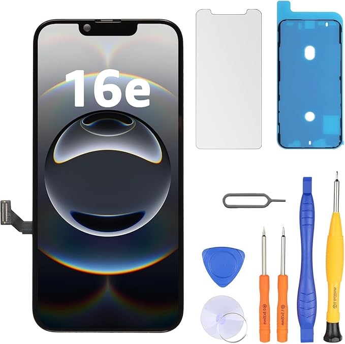 LL TRADER Screen Replacement for iPhone 16e 6.1" LCD Retina FHD Display COF Touch Screen Digitizer with Repair Tool Kits, Waterproof Tape, Screen Protector