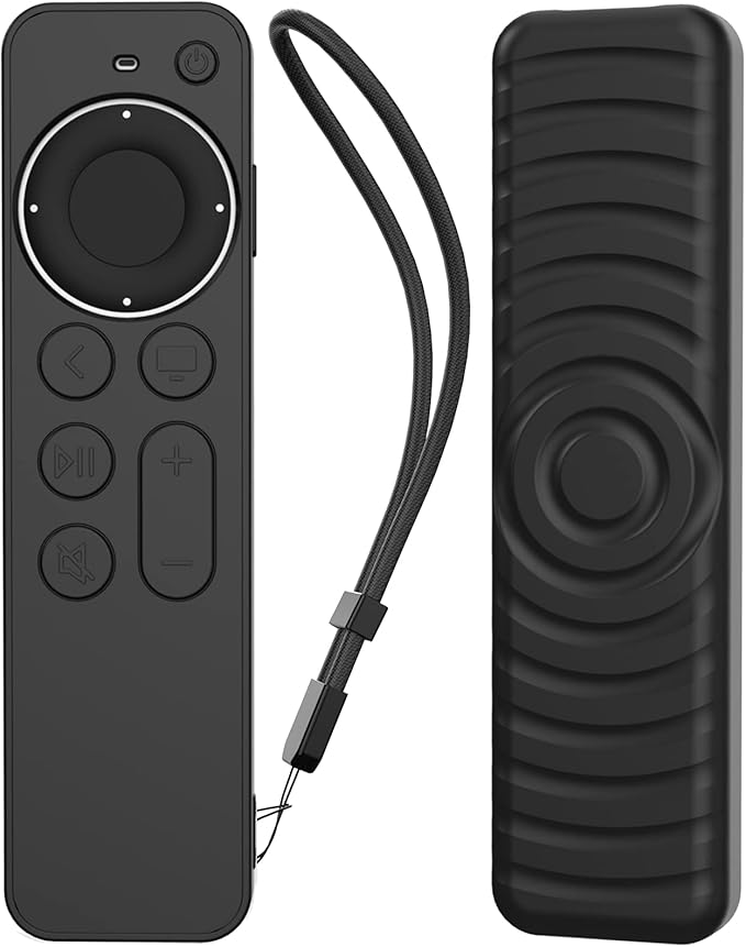 AhaStyle Protective Case for Apple TV Siri Remote 4k, Anti-Slip Silicone Cover Skin, Compatible with Apple TV 4K (2nd Generation) (Black)