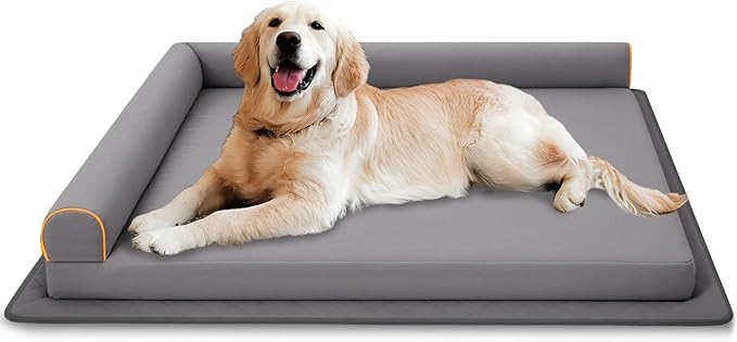 Dog Beds for Small Dogs Waterproof Orthopedic Puppy Bed Memory Foam Pet Bed with Anti-Slip Mat, Washable Dog Couch Indestructible (Grey)
