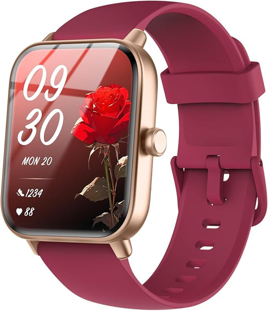 Smart Watches for Women/Men, Smart Watch for Android Phones and iPhone Compatible, Alexa Built-in, 1.8" Fitness Watches for Women, IP68 Waterproof/Bluetooth Call, Heart Rate/Sleep Monitor, Red