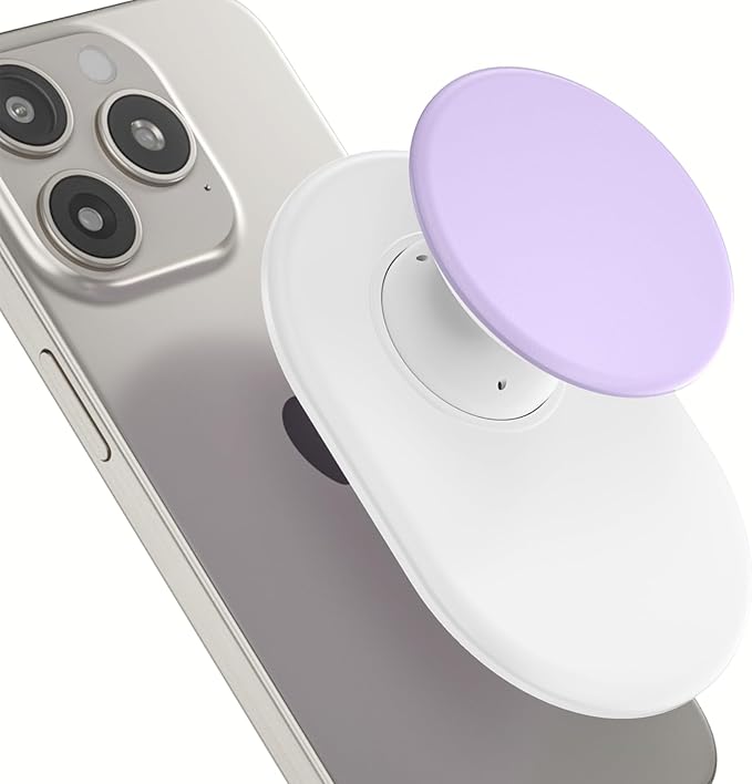 AUROX for MagSafe Phone Grip, Magnetic Phone Grips, Expandable Collapsible Mobile Phone Grip Stand Holder with Kickstand for Magsafe Stand Compatible for iPhone 17 16 15 14 13 Series,White&Purple