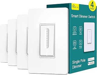 TREATLIFE Smart Dimmer Switch 4 Pack, Single Pole Smart Switch Works with Alexa and Google Home, Neutral Wire Required, 2.4GHz WiFi Dimmer Light Switch for LED, CFL, Incandescent Bulbs - Image 1