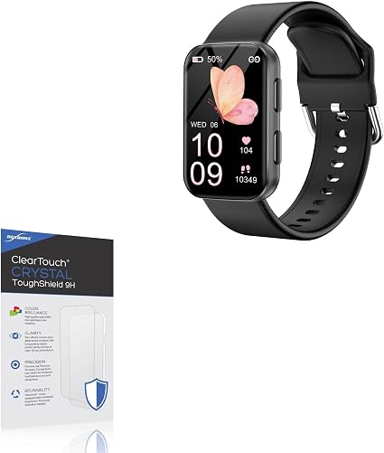 BoxWave Screen Protector Compatible With MorePro Health Fitness Tracker Watch (1.57 in) - ClearTouch Crystal ToughShield 9H (2-Pack), Clear 9H Tough Flexible Film Screen Protector