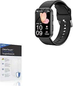 BoxWave Screen Protector Compatible With MorePro Health Fitness Tracker Watch (1.57 in) - ClearTouch Crystal ToughShield 9H (2-Pack), Clear 9H Tough Flexible Film Screen Protector