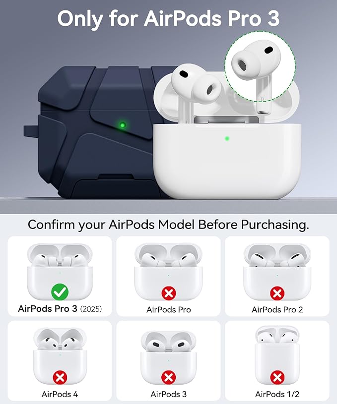 for AirPods Pro 3rd Case (2025 New),Secure Lock & Phone Stand Design Compatible with Airpods Pro 3 Generation Cover with Cleaner Kit-Blue