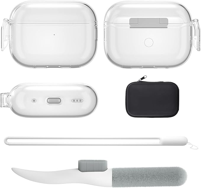 Valkit Compatible Airpods Pro 2 Case Clear with Lock, Shockproof AirPods Pro 2nd/1st Generation Case Soft Transparent Protective Cover with Lanyard iPods Pro 2 Skin for Airpods Pro 2nd/1st Gen
