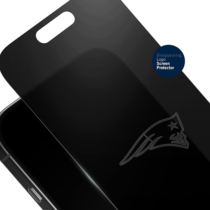 NFL New England Patriots Privacy Screen Protector for iPhone 14 Pro with Disappearing Logo - Scratch-Resistant and Easy-to-Install Screen Protectors (Includes Installation Tray)