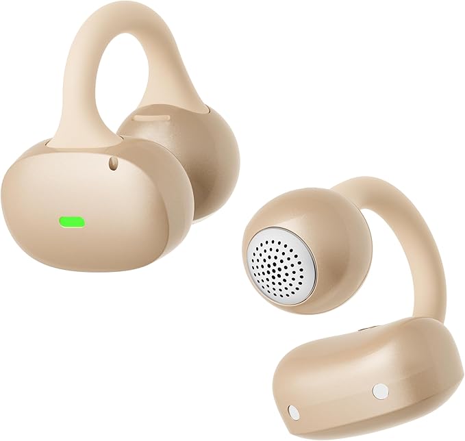 Clip On Earbuds, Open Ear Earbuds Wireless Bluetooth, Ear Clip Bluetooth Headphones for Running Sport, Lightweight Comfort, Secure Fit for Small Ears, Ultra Clear Calls with Mics, Waterproof, 40H Play