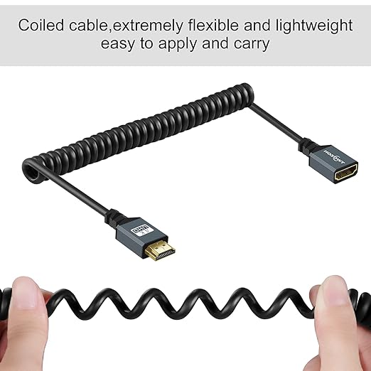 Twozoh HDMI Adapter Coiled Cable, 4K HDMI Extender Cable Extension Cord 2.0(Extend up to 1.5M/5FT)