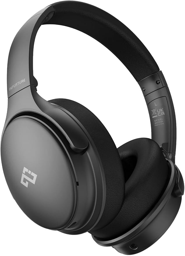 INFURTURE Over Ear Headphones Active Noise Cancelling Headphones, H1 Wireless Bluetooth Headset, Deep Bass Headset, Low Latency, 90H Playtime, Foldable Headphone for Sport Running Cool Gadgets Gift
