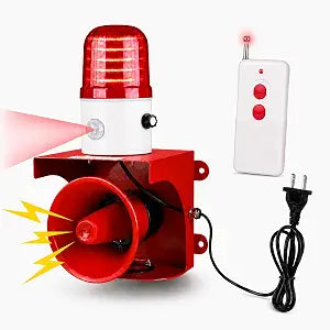 Motion Sensor Alarm with Human Detection & Remote Control, Outdoor Security Alarm with 130dB Adjustable Siren and LED Strobe Light, Home Security, Driveway, Garden and Property Protection