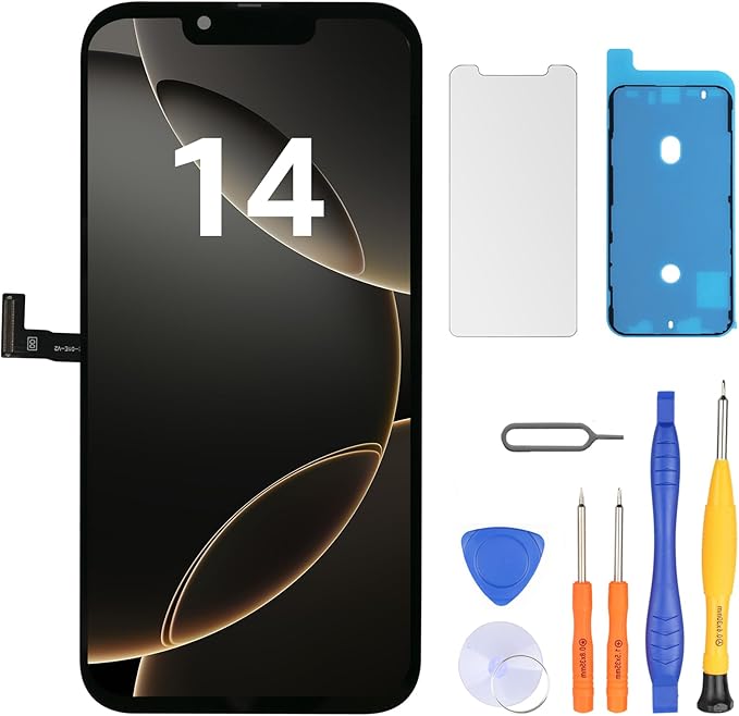 LL TRADER Screen Replacement for iPhone 14 6.1" LCD Retina FHD Display COF Touch Screen Digitizer with Repair Tool Kits, Waterproof Tape, Screen Protector (Truetone programable) New 2025 USA