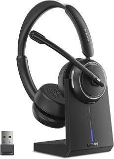 LEVN Wireless Headset with Mic for Work, Bluetooth Headset with Microphone (Noise Cancelling), 65 Hrs Working Time 2.4G Wireless Headphones with Mic for Work/Call Center/PC/Computer/Laptop/Teams/Zoom - Image 1