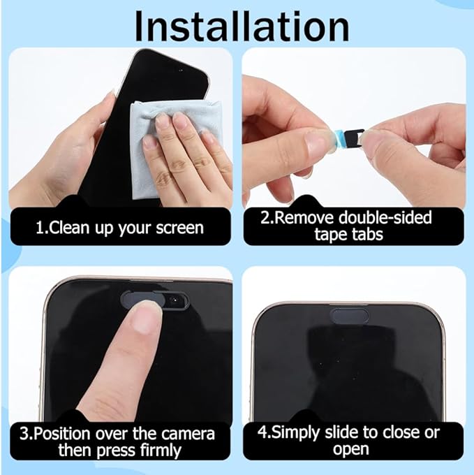 3Pcs Webcam Cover Slide Black 0.08 Inch Laptop Camera Privacy Cover for Mini PC Phone Laptop Desktop Ultra Thin Plastic Durable Phone Privacy Protectors for Home Office Travel Work Use
