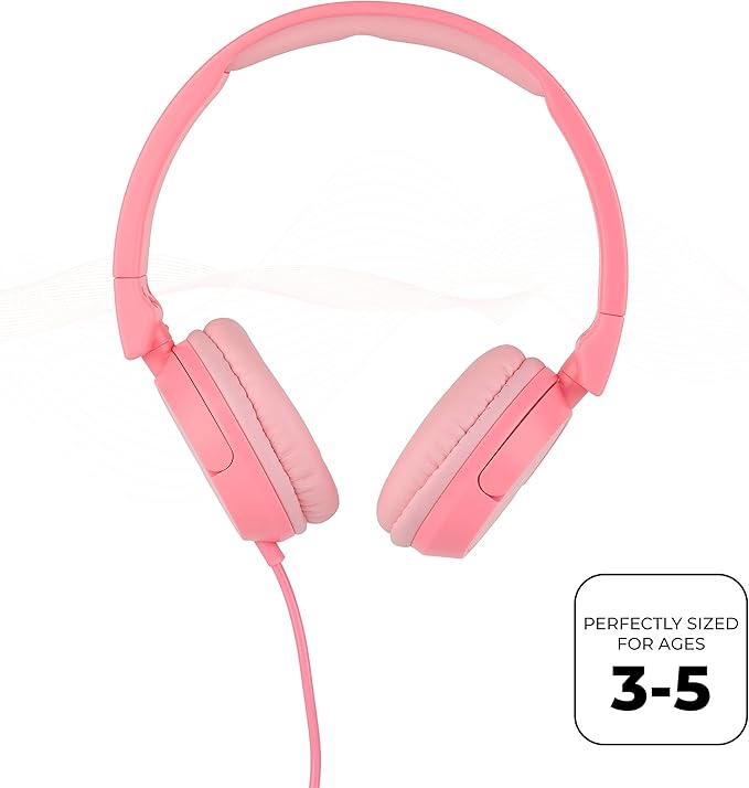 Altec Lansing Over The Ears Kids Headphones - Volume Limiting Technology for Developing Ears, Ages 3-5, Perfect for Learning from Home, Pink