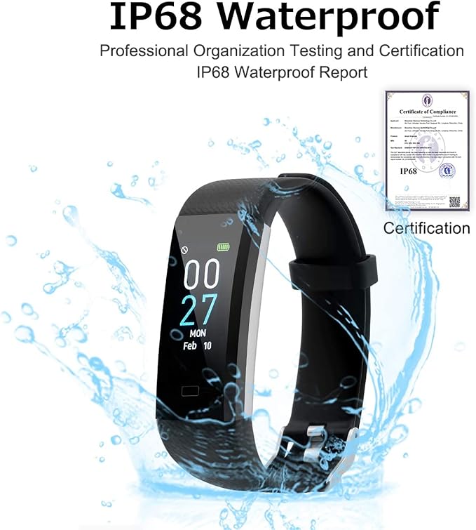Fitness Tracker with Heart Rate Sleep Monitor Step Counter, Activity Tracker IP68 Smart Watch Health Tracker Pedometer for Man Women