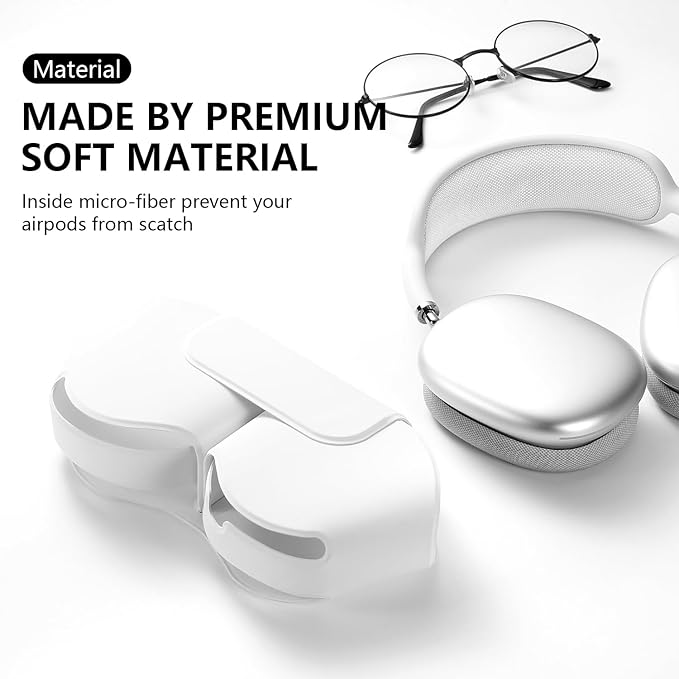 for Apple Airpods Max Case,Headphones Protective Case for AirPod Max Supports Sleep Mode, Anti-Scratch and Anti-Dust,Airpod Pro Max by PU Leather,White 2