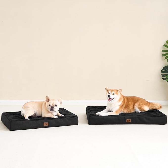 EHEYCIGA Memory Foam Dog Bed Orthopedic 35"x23"，Waterproof Pet Bed for Larged Size Dogs ，Washable Pet Mat with Removable Cover, Black