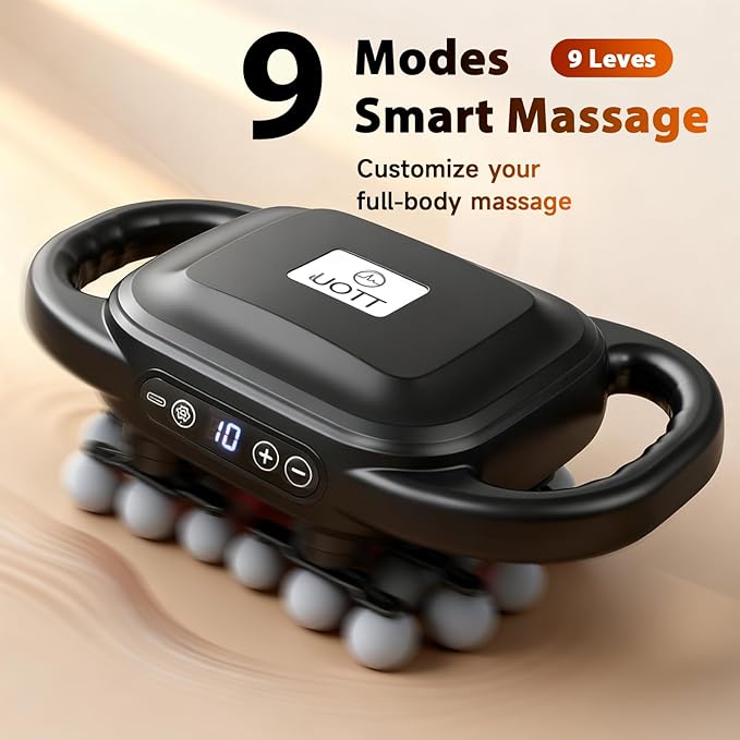 UOTT Curved 24-Head Massage Gun Deep Tissue, Ergonomic Back Massager for Pain Relief, Neck, Leg & Foot Massager Tool with 9 Modes & 9 Levels for Full Body Muscle Recovery and Relaxation