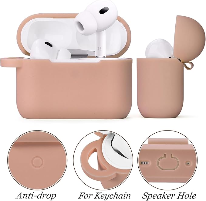 VISOOM for AirPods Pro 3 Case 2025, Silicone Case for Apple Air Pods Pro 3rd Generation Cover Women, Cute iPods 3 Protective Cover with Bling Keychain & Cleaning Kit, Khaki