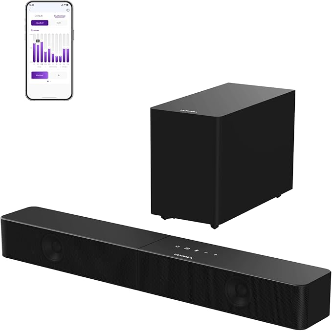 ULTIMEA 2.1ch Surround Sound Bar with Wireless Subwoofer, VoiceMX & BassMX, App Control, 240W Peak Power Soundbar for Smart TV, Adjustable Bass, HDMI, Optical, Bluetooth 6.0, Poseidon M30 (2026 Model)