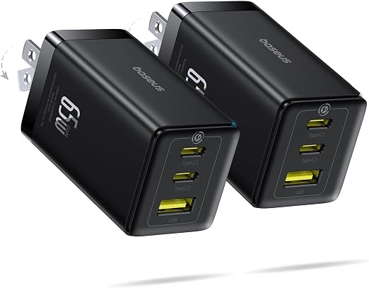 Baseus 2 Pack 65W USB C Charger Block, PPS 3-Port Fast Compact USB C Brick