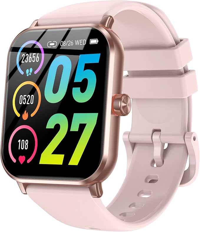 Smart Watch for Men Women Android & iOS, 5 ATM Waterproof Activity Fitness Tracker with Bluetooth 5.3 Calls, 130+ Sports Modes, 1.83" HD Smart Watch with Heart Rate/Sleep Monitor (Rose Gold)