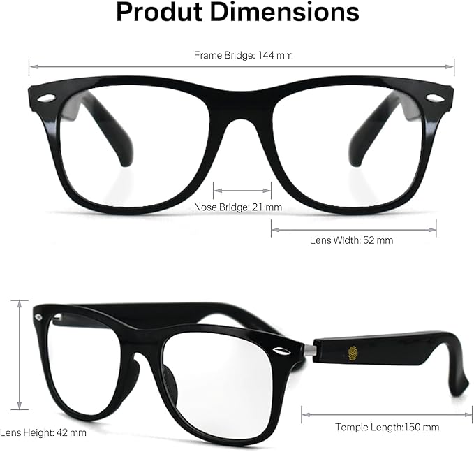 AI Smart Glasses for Men Women with Chat GPT, Bluetooth Translation Glasses - Supports 165+ Languages, Blue Light Filter with Open-Ear Speakers, Music Playback, Hands-Free Calls for Travel Trade.