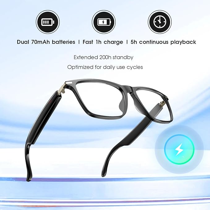 Smart Bluetooth Glasses for Men & Women, Voice Assistant & IPX5 Waterproof, Photochromic Smart Glasses with Speakers, Hand-Free Call & Music, Bluetooth Sunglasses for Travel, Working & Driving(Brown)