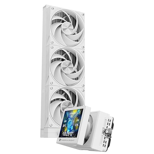 Thermalright Stream Vision 360 White CPU Liquid Cooler, 3.5in Magnetic Embedded Fan LCD Screen, 640x480 Resolution,Pump with Fan,Compatible with AM5,lga1851/1700/115x