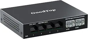 6-Port 2.5Gb Managed Switch: 4 x 2.5G RJ45 + 2 x 10G SFP+, Metal Housing