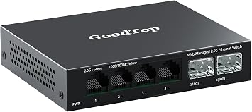 6-Port 2.5Gb Managed Switch: 4 x 2.5G RJ45 + 2 x 10G SFP+, Metal Housing