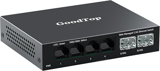 6-Port 2.5Gb Managed Switch: 4 x 2.5G RJ45 + 2 x 10G SFP+, Metal Housing