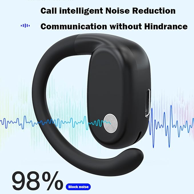 Single Earbud Open Ear Air Bone Conduction Earbud One Ear Headphones Ear Buds Head Set Wireless Bluetooth Headset Earpiece for Cell Phone Ear Piece with Microphones