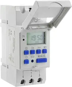 Programmable Timer Relay, HD Display, High Precision, Smart Chip, Power Failure Memory, 15A 110VAC, DIN Rail, 2 Modules