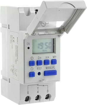 Programmable Timer Relay, HD Display, High Precision, Smart Chip, Power Failure Memory, 15A 110VAC, DIN Rail, 2 Modules