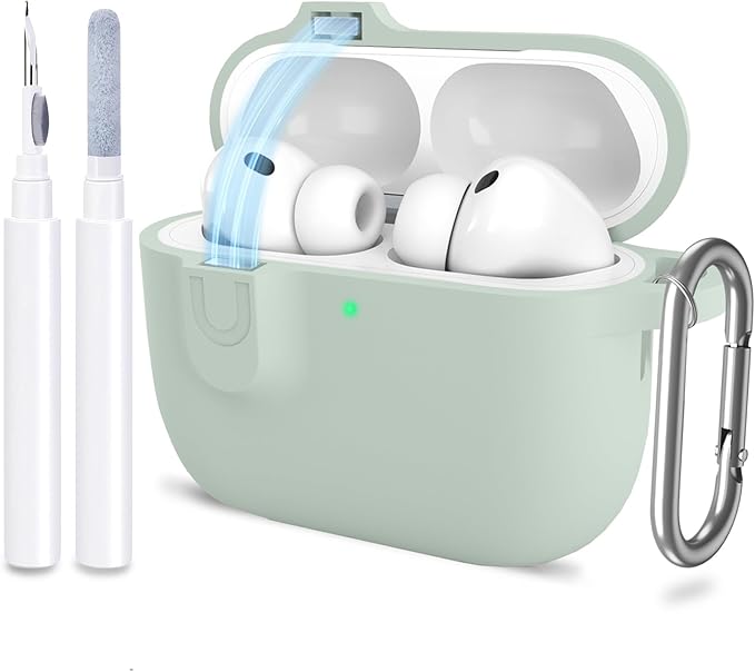 ATUAT for AirPods Pro 3 Case with Magnetic Lid Lock, Protective Soft Silicone Cover with Keychain Cleaner Kit for Women Men for Apple AirPods Pro 3rd Generation(2025), Front LED Visible, Fog