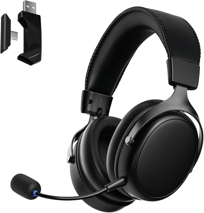 Akko Verge S9 Ultra Lightweight Wireless Gaming Headset, Quad Mode 2.4G, BT, Wired Connectivity Headset with Noise Cancelling Mic, Compatible with PS PC Phone, Design for Comfort Black